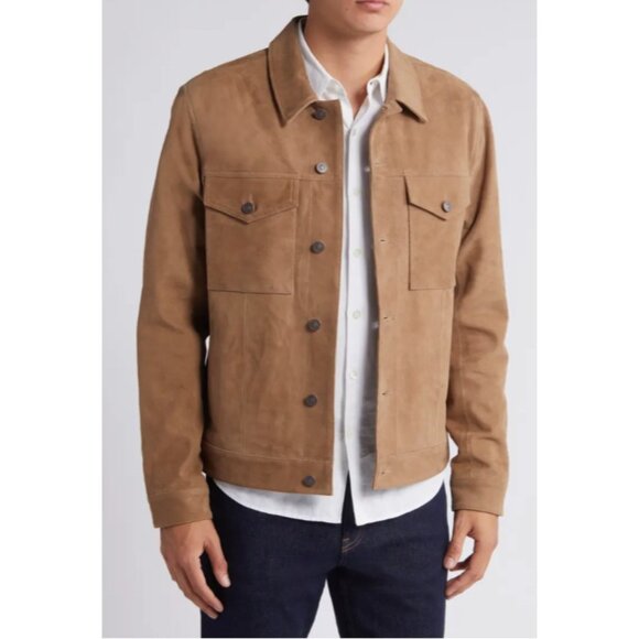 NWT $299 BLANK NYC MEN’S TAN SLIM FIT PATCH POCKET SUEDE JACKET US SIZE SMALL - Picture 3 of 10